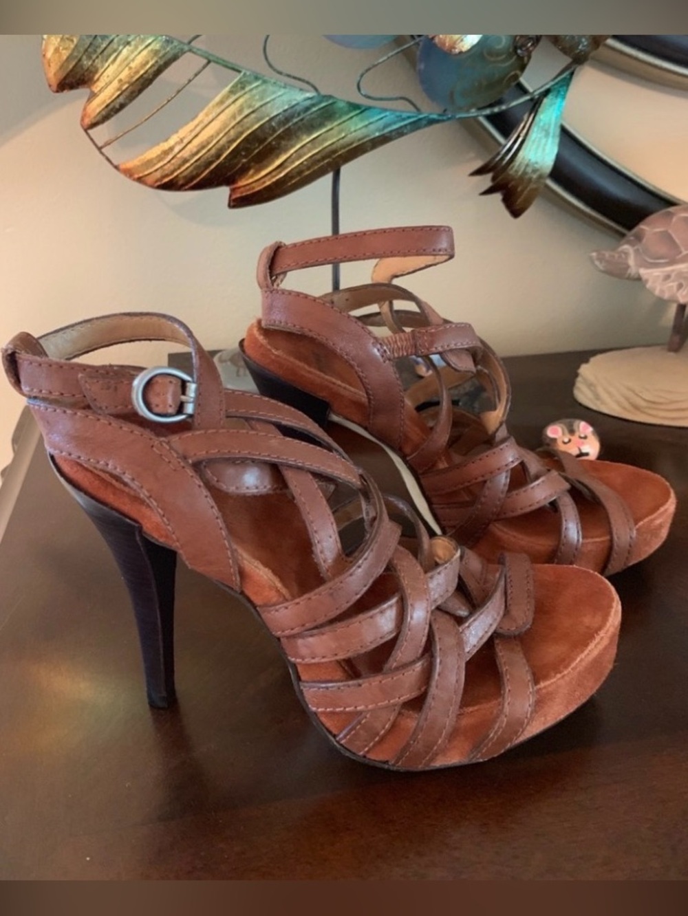 Bronx Brown Strappy Size 6 High-Heel Sandals